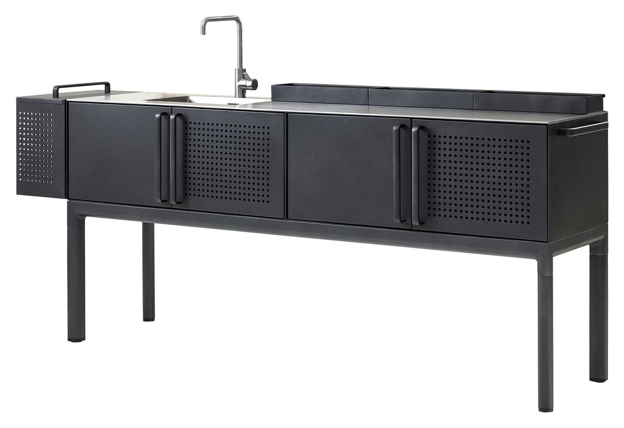 Cane-line Drop Outdoor Kitchen module incl. 3 shelves, Lava gray, aluminum