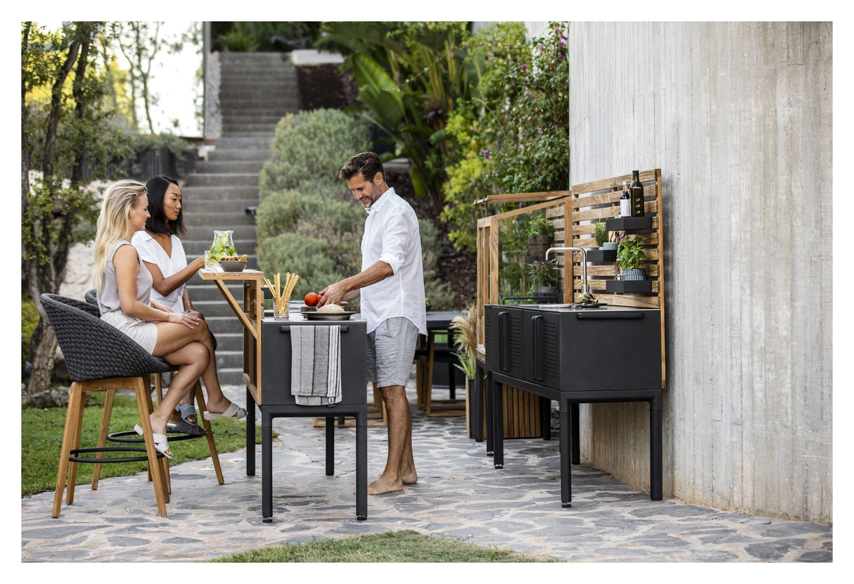 Cane-line Drop Outdoor Kitchen module incl. 3 shelves, Lava gray, aluminum