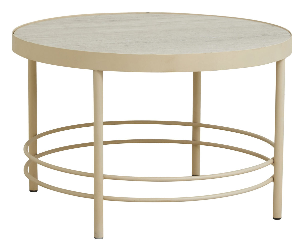 JUNGO Coffee table with marble top, Sand, Ø80