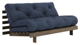 Roots 160 Sofa bed, Brown lacquered pine, Navy