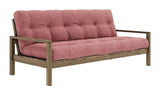 Knob Sofa bed, Brown lacquered pine, Sorbet Pink velvet