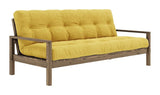 Knob Sofa bed, Brown lacquered pine, Honey velvet