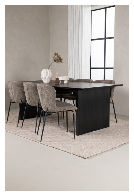 Vail Dining table with 6 Modesto chairs - Beige