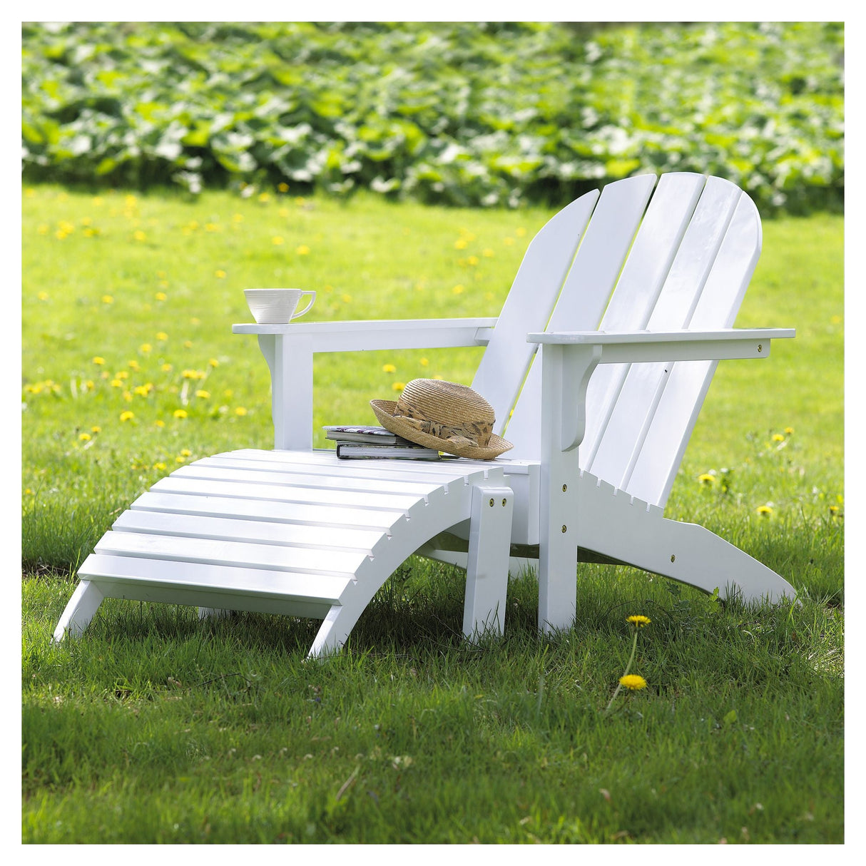 Adirondack Footstool, White painted mahogany