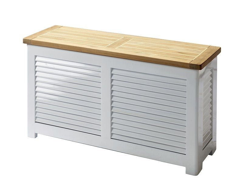 Classic Storage bench w/lid, White/teak