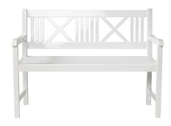 Løkken Garden bench White painted mahogany, B:120