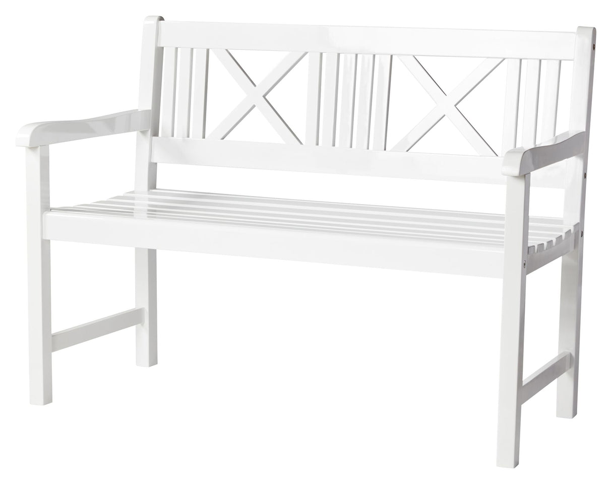 Løkken Garden bench White painted mahogany, B:120