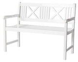 Løkken Garden bench White painted mahogany, B:120