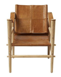 Noble Safari Chair, Brown Leather and Bamboo