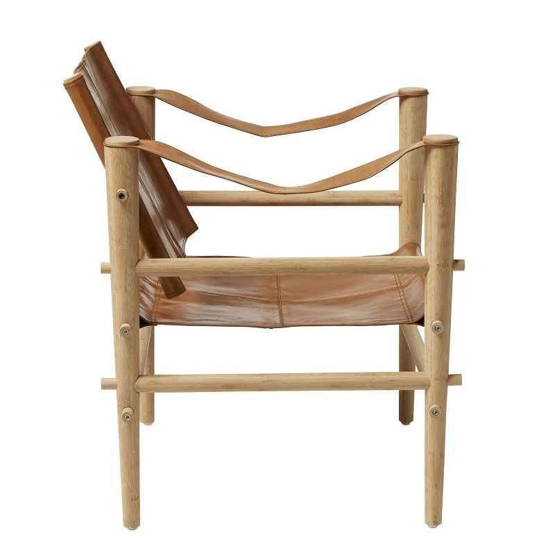 Noble Safari Chair, Brown Leather and Bamboo