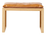 Rib Bench Bamboo with Light brown leather cushion, W: 73cm