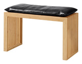 Rib Bench Bamboo with Black leather cushion, W: 73cm