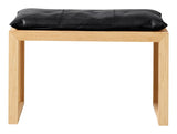 Rib Bench Bamboo with Black leather cushion, W: 73cm