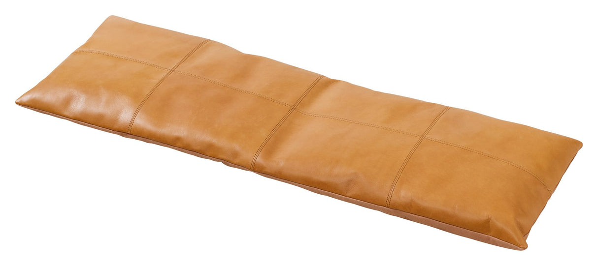 Rib Bench Bamboo with Light brown leather cushion, W: 104cm