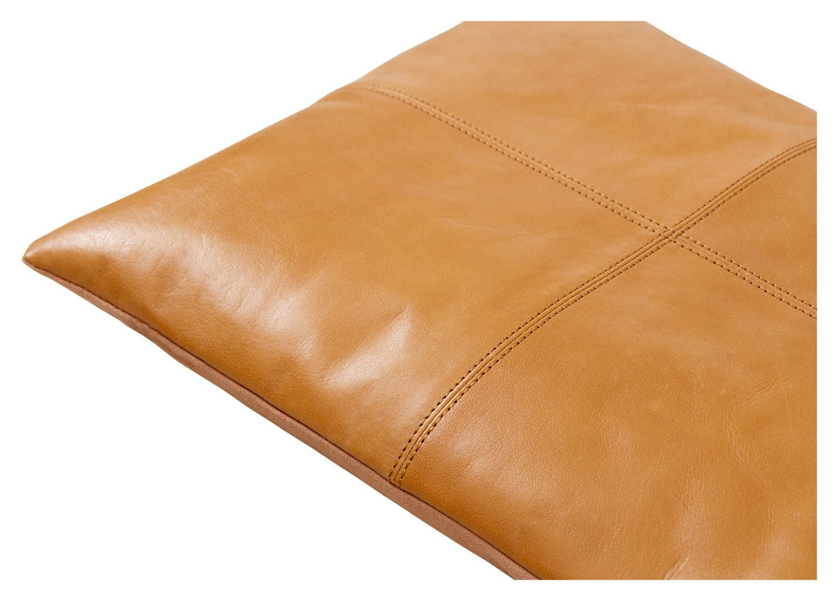 Rib Stool, Bamboo with Light brown leather cushion, W: 45cm