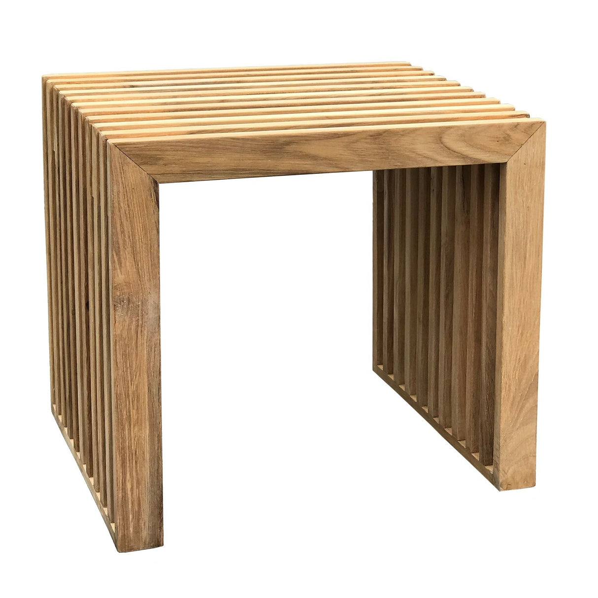 Rib Stool, Solid Teak, W:45cm