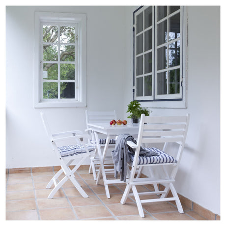 York Garden Table, White Painted Mahogany, 70x70