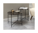 Avila Side table in polished Brown Emperador marble, Ø52