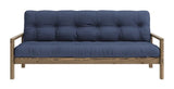 Knob Sofa bed, Brown lacquered pine, Navy