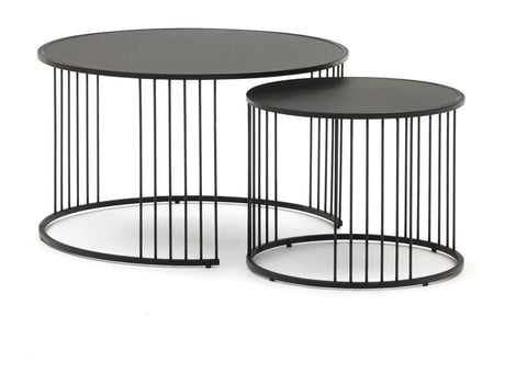 Hadar Side table, Black, Set of 2 pcs, Ø75/Ø45