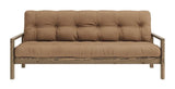 Knob Sofa bed, Brown lacquered pine, Mocca