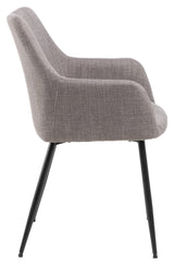 Lizzy, dining chair w/armrests - light gray/brown