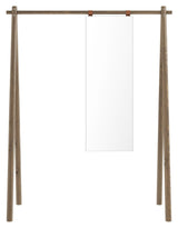 Hongi Clothes rack with mirror, Brown lacquered pine