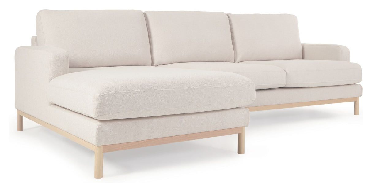 Mihaela 3-pers. Sofa with left-facing chaise longue, White fleece