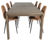 Slider Dining table with extension, Smoked oak with 6 Polar chairs, Brown