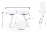 CARIB Dining table, White, Tempered glass, Ø130