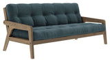 Grab Sofa bed, Brown lacquered pine, Pale Blue velvet