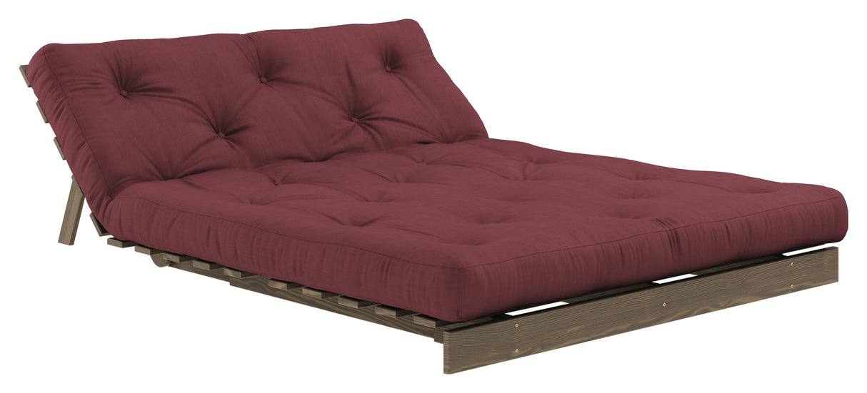 Roots 140 Sofa bed, Brown lacquered pine, Bordeaux