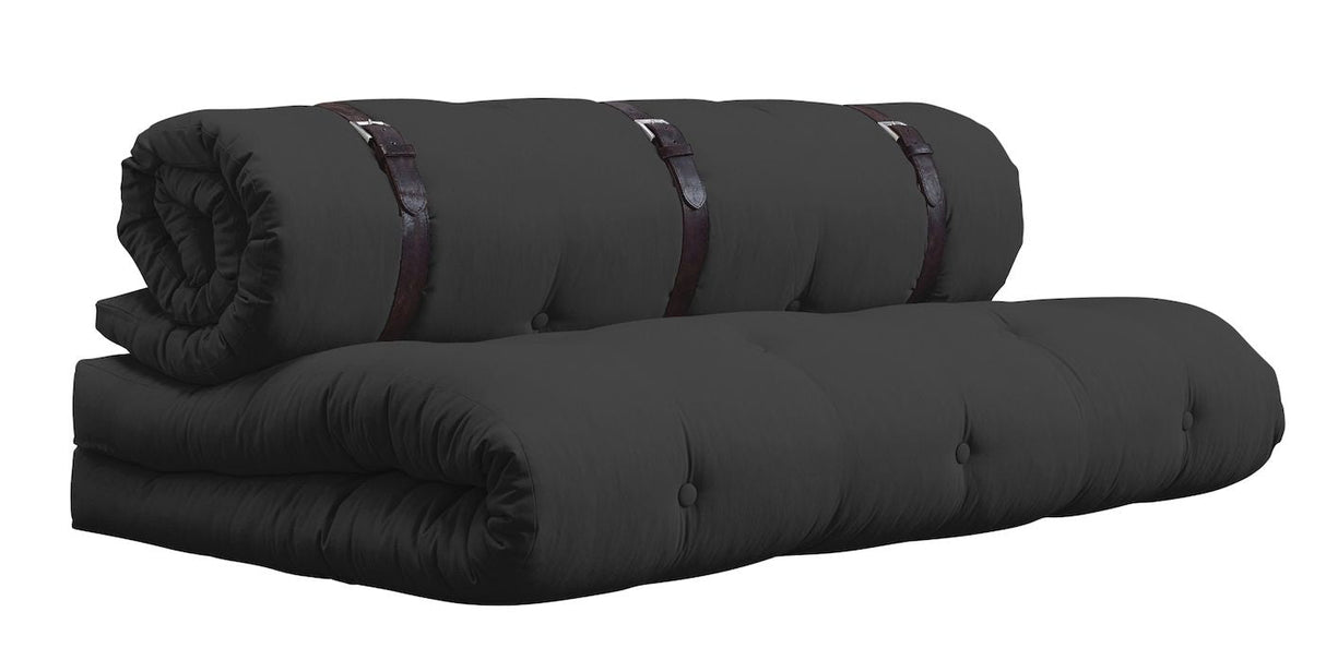 Buckle-Up Futon Sofa, Dark Gray