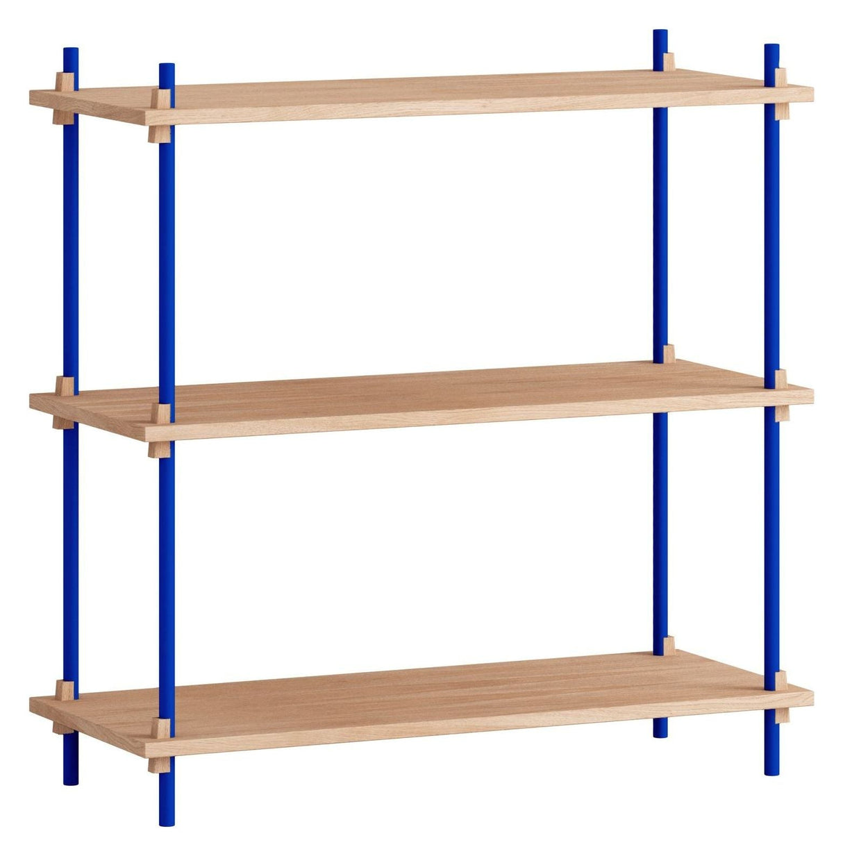 Shelving System, 1 bay, 3 shelves, H:85, Oak/Blue