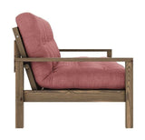 Knob Sofa bed, Brown lacquered pine, Sorbet Pink velvet