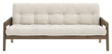 Grab Sofa bed, Brown lacquered pine, Ivory velvet