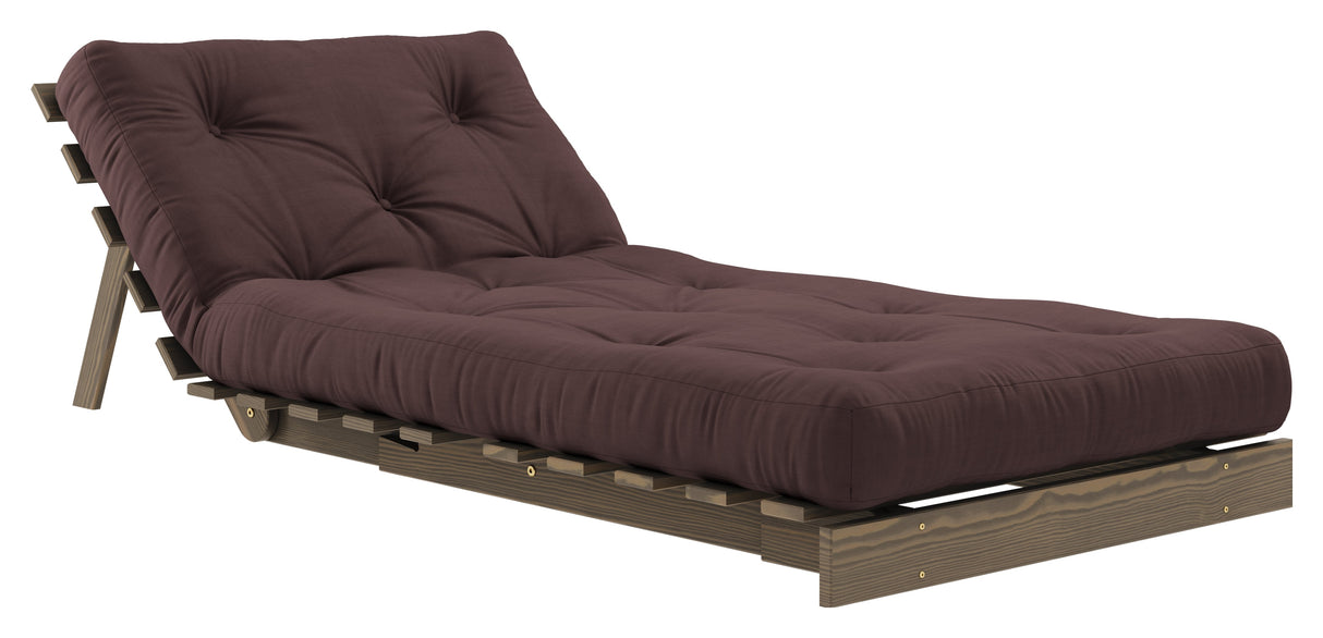 Roots 90 Sofa bed, Brown lacquered pine, Brown