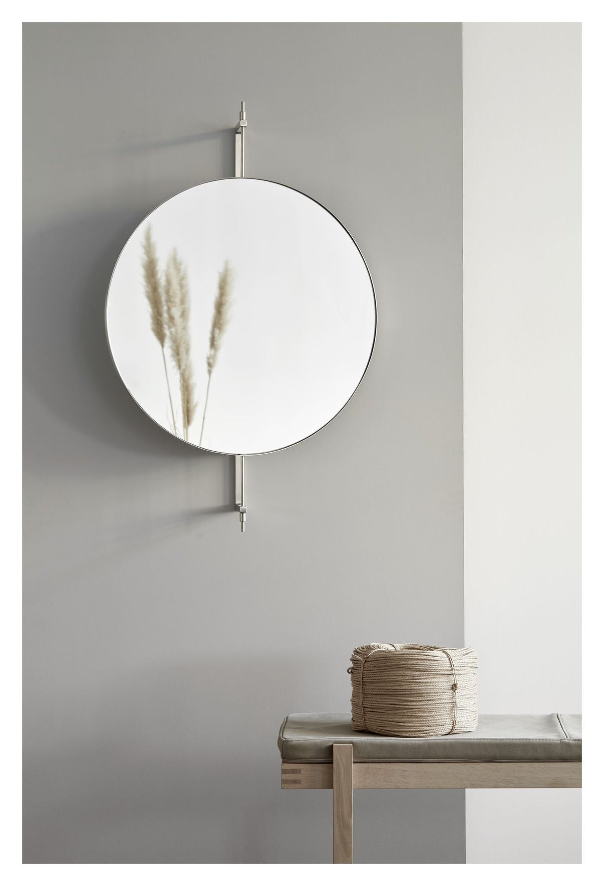 Rotating Mirror, Brushed Steel