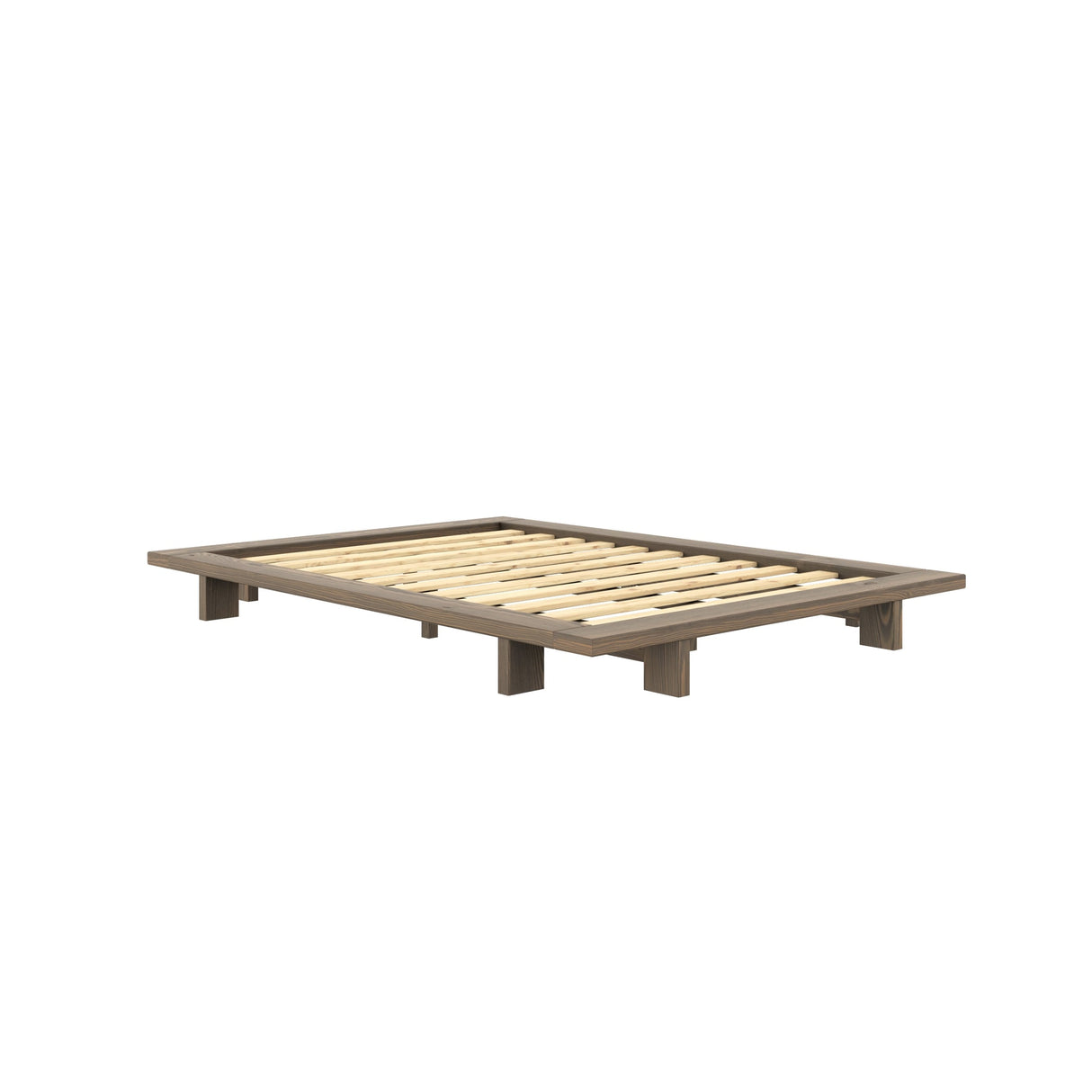 Japan Bed frame, Brown lacquered pine, 140x200