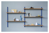 Wall Shelving, 2 bays, 5 shelves, H:85, Oak/Blue