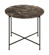 Avila Side table in polished Brown Emperador marble, Ø52