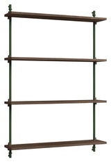 Wall Shelving, 1 bay, 4 shelves, H:115, Smoked Oak/Green