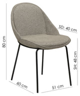 Arch Dining chair, pebble earth bouclé fabric