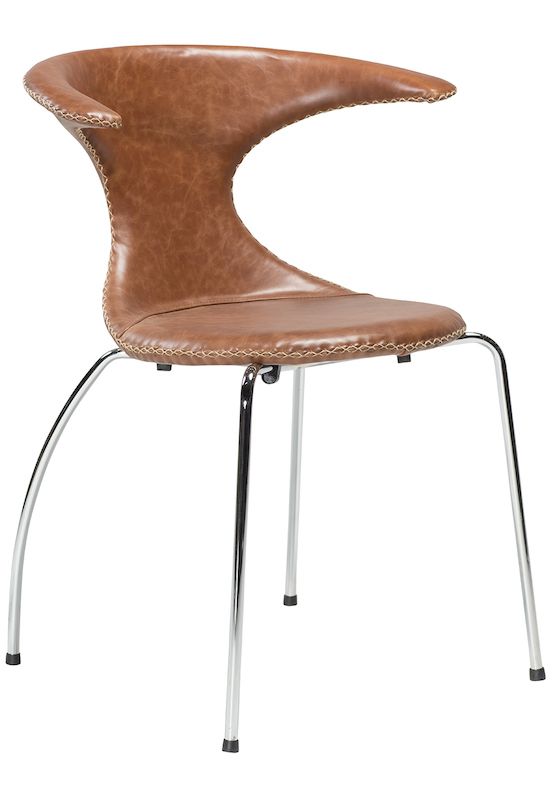 Flair Dining chair, Brown leather/chrome