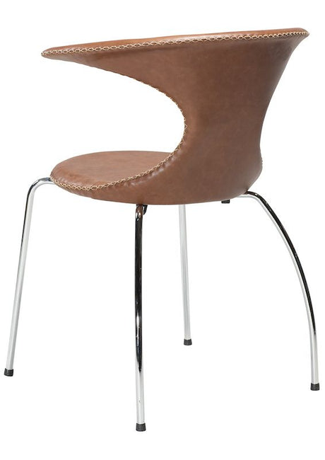 Flair Dining chair, Brown leather/chrome