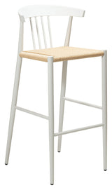 Sava Bar stool, beige paper rope/White frame