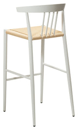 Sava Bar stool, beige paper rope/White frame