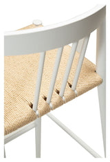 Sava Bar stool, beige paper rope/White frame