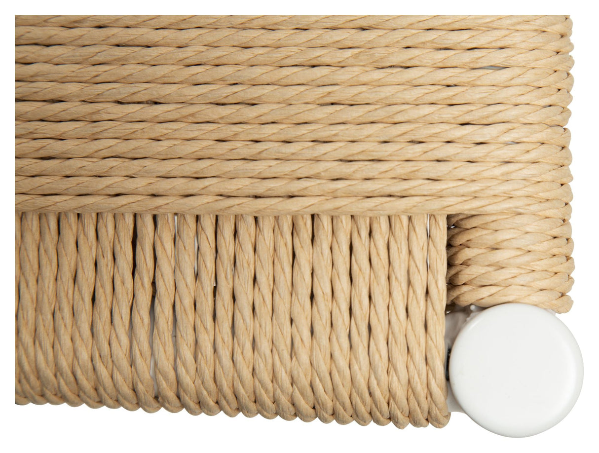 Sava Bar stool, beige paper rope/White frame