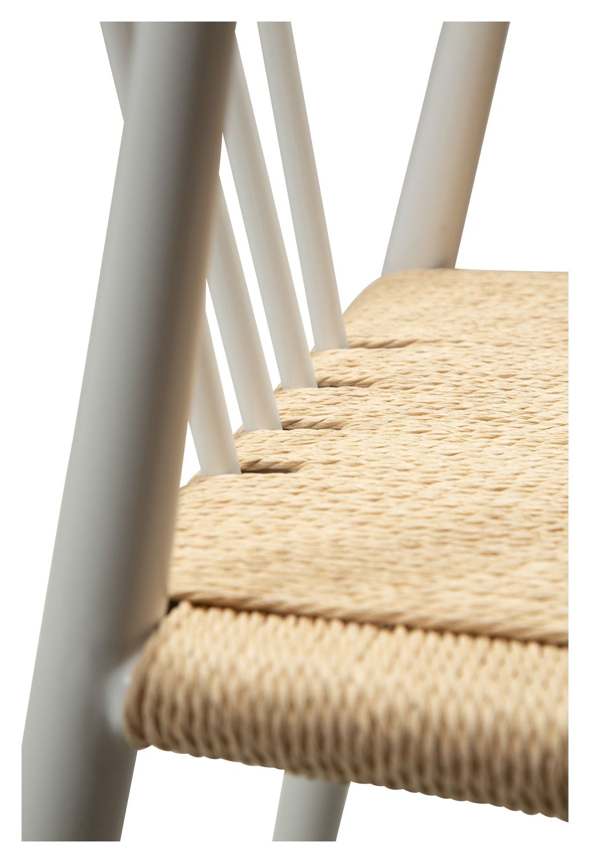 Sava Bar stool, beige paper rope/White frame